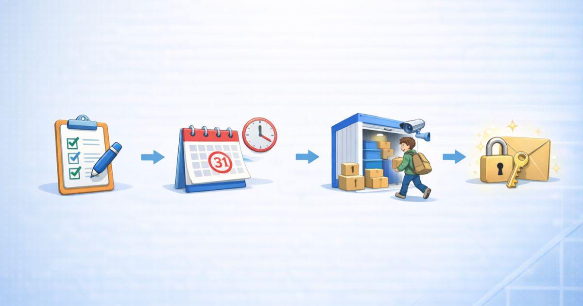 ハローストレージの解約手続きの流れを示すフロー図イメージ