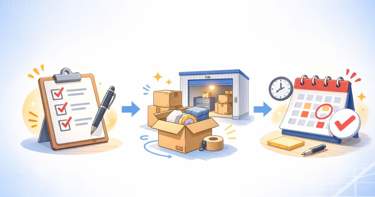 ハローストレージ解約前のチェックリストと搬出準備のイメージ