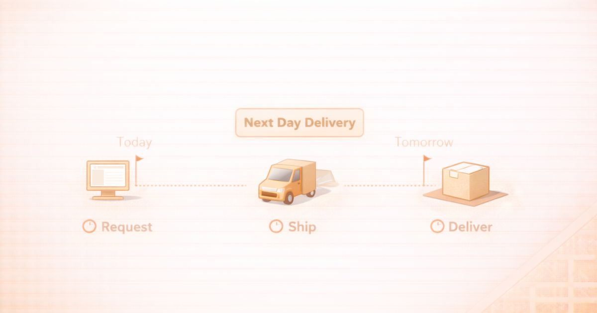 minikuraの最短翌日発送と取り出し日数の流れイメージ