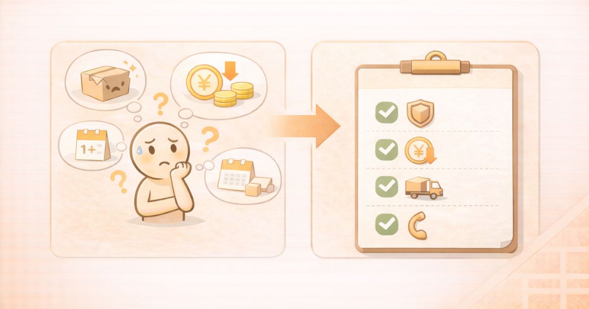 minikuraの取り出し料金や日数に不安を感じて確認しているイメージ