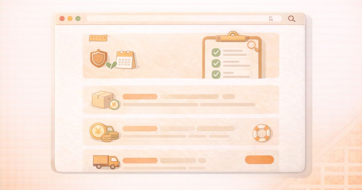 minikura公式サイトで取り出し条件を確認しているイメージ