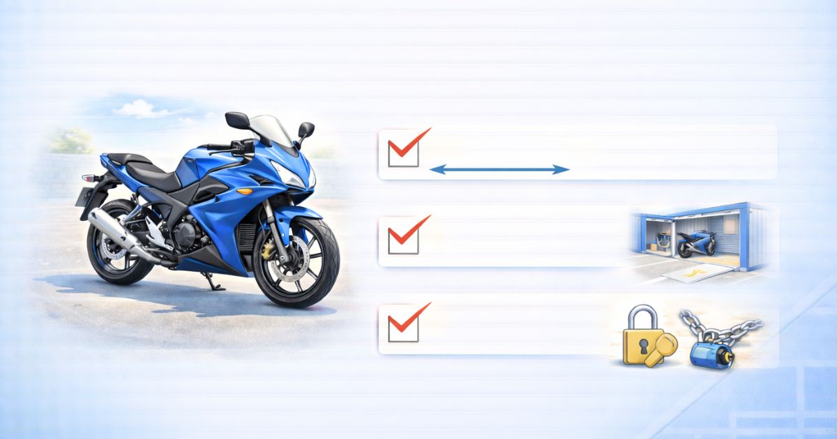 ハローストレージでバイク保管する際のチェックポイントまとめイメージ