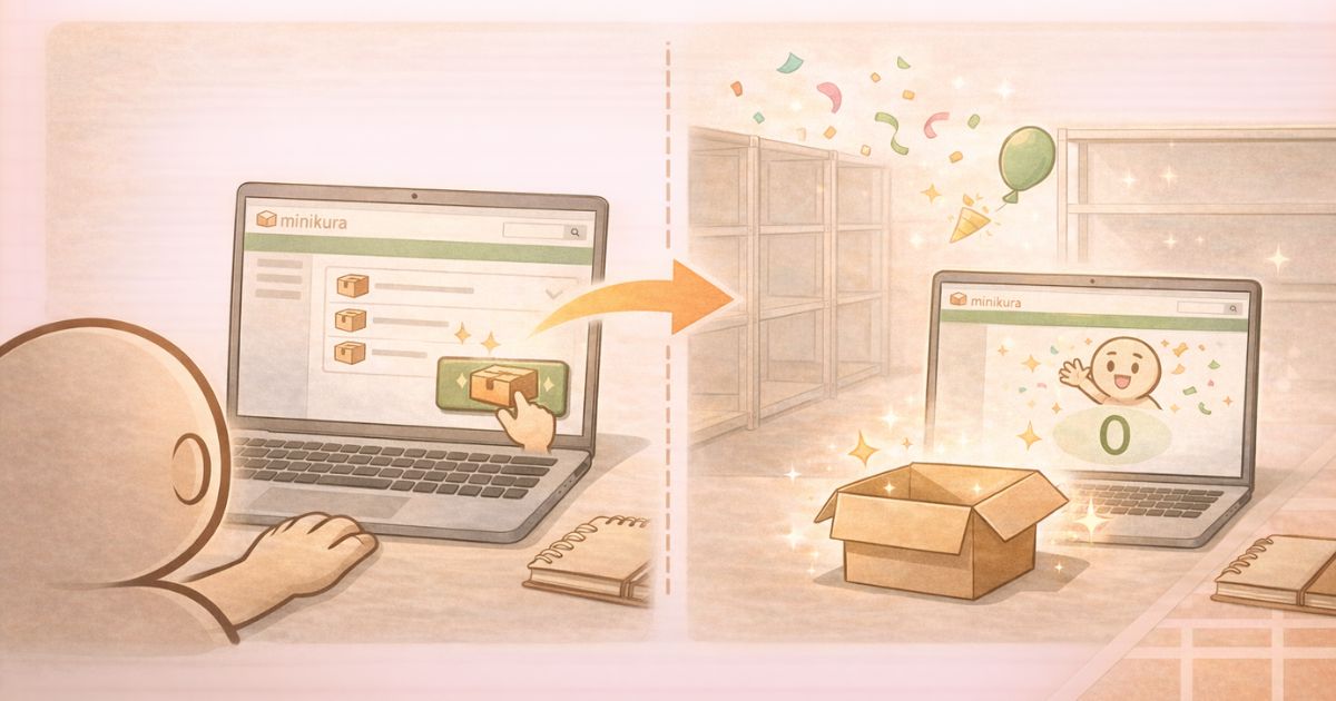 minikuraの解約方法|保管中BOXをすべて取り出して解約する流れのイメージ