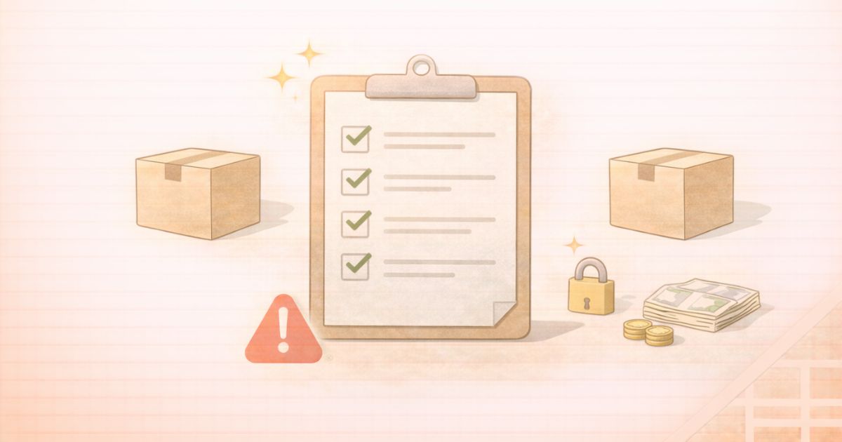 minikura解約前にチェック項目を確認しているイメージ