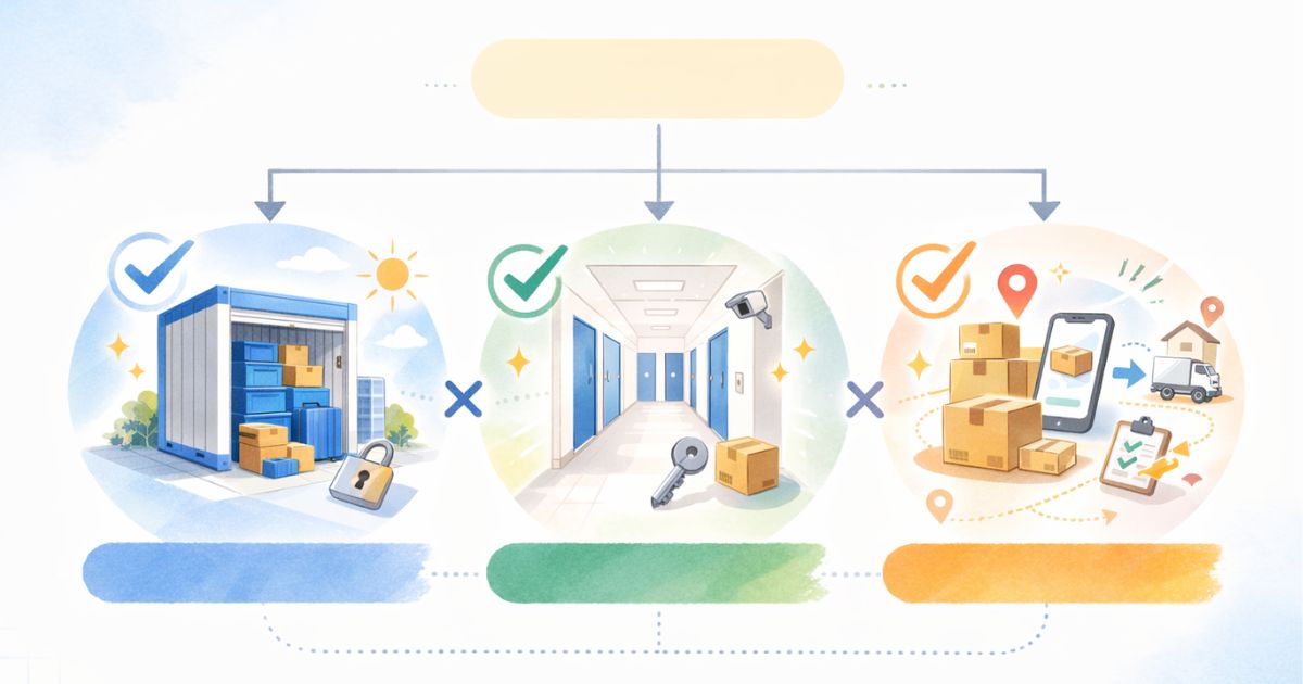 トランクルームのタイプ比較 屋外型・屋内型・宅配型の違い