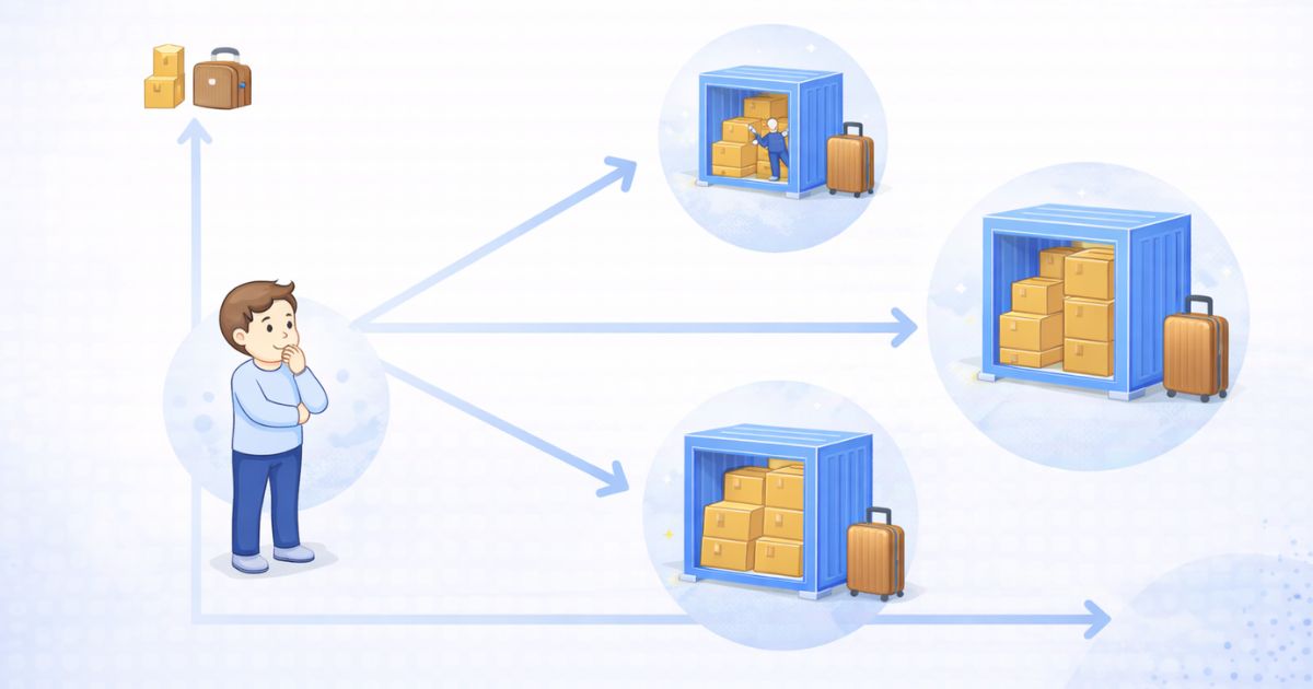 トランクルームのサイズ選び 荷物量と出し入れ頻度の関係イメージ