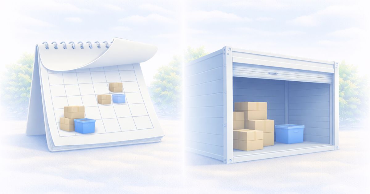 トランクルームの1ヶ月利用と短期契約のイメージ