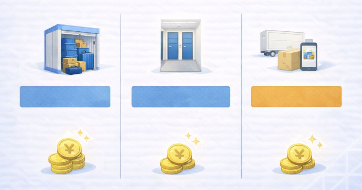 トランクルームの費用相場 タイプ別月額目安の比較イメージ