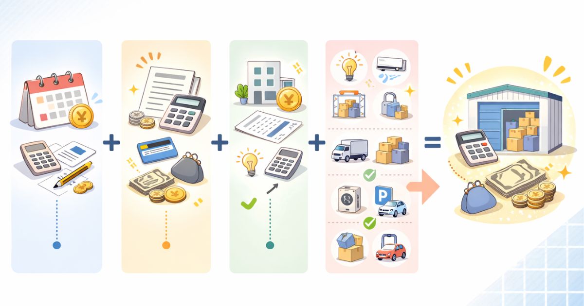 トランクルーム料金の内訳 月額と初期費用の関係イメージ