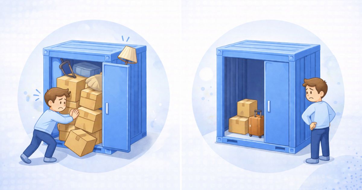 トランクルームのサイズ選びで失敗するパターンのイメージ