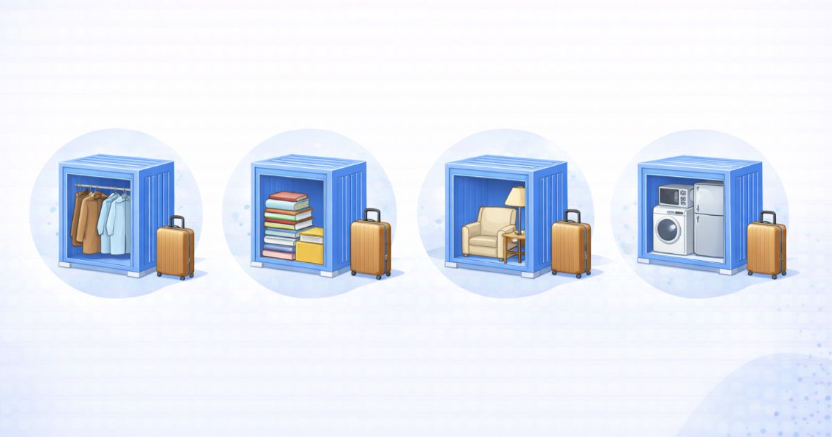 トランクルームのサイズ選び 荷物別の目安イメージ