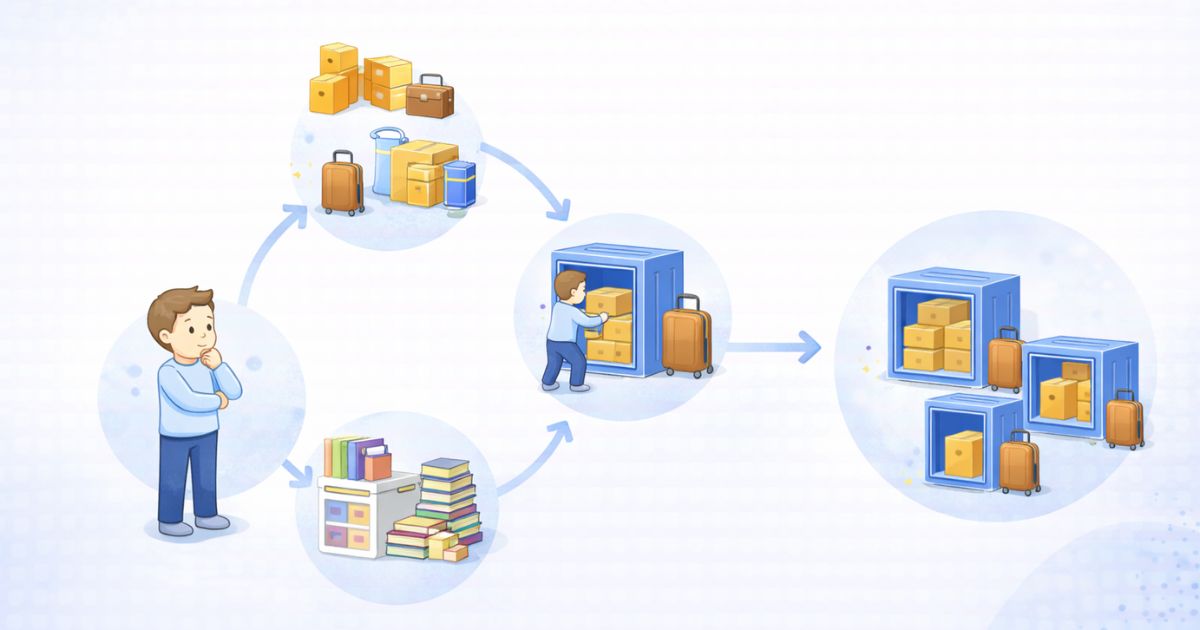 トランクルームのサイズ選びの手順イメージ