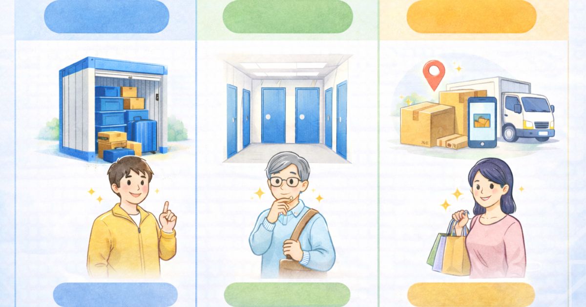 トランクルームタイプ別 向いている人の比較イメージ