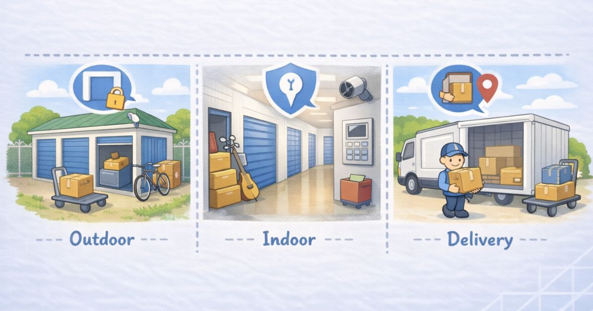 トランクルームのタイプ比較 屋外型 屋内型 宅配型の違い