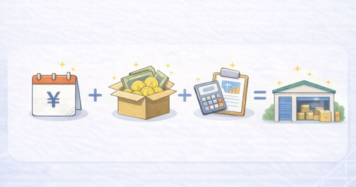 トランクルーム料金の内訳 月額と初期費用を含めた総額イメージ