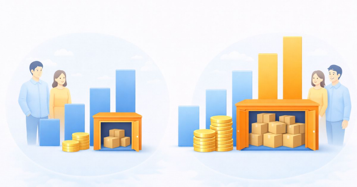 ハローストレージとminikuraの料金の違いを比較したイメージ