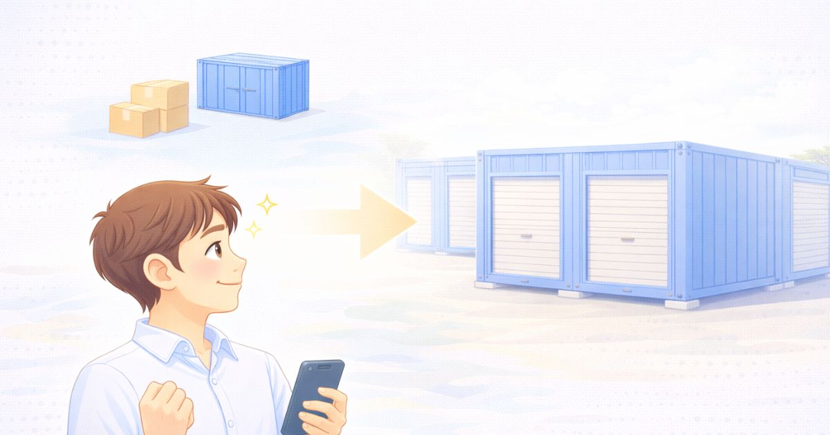 屋外型トランクルームを納得して選んでいるイメージ