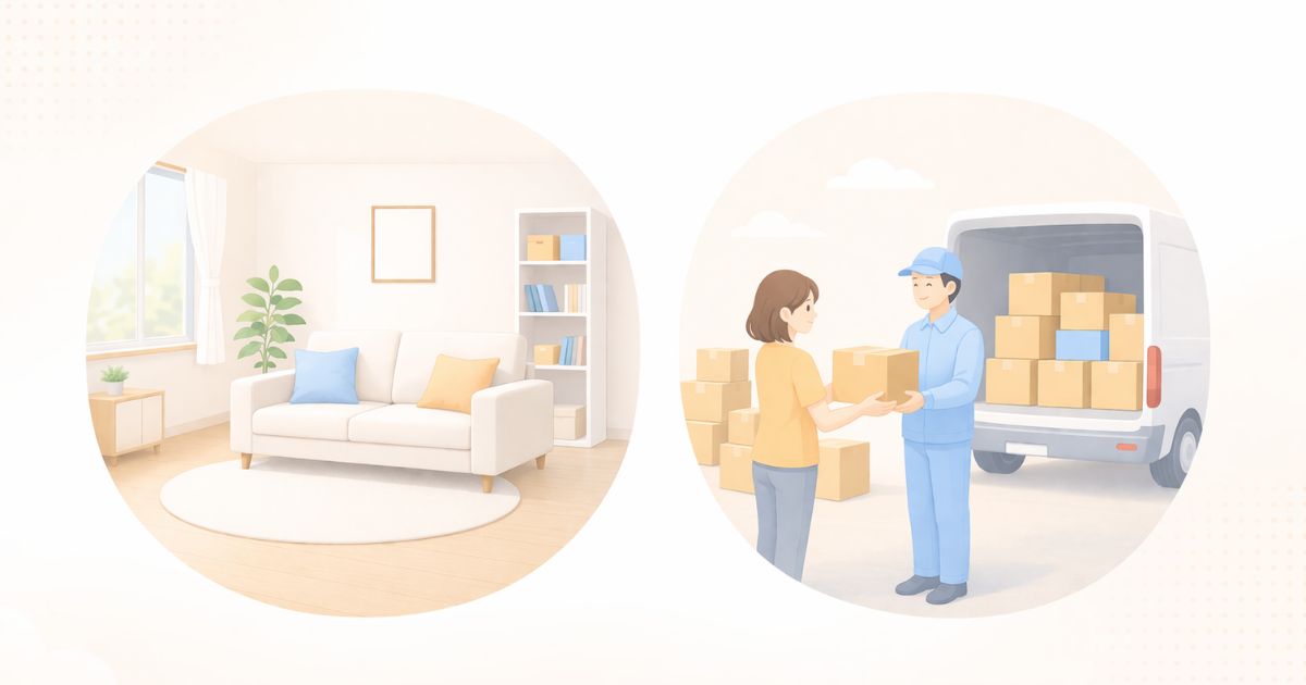 minikuraで部屋が片付いて満足しているイメージ