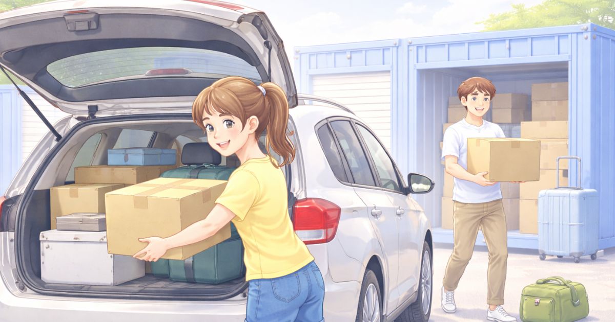 屋外型トランクルームを便利に使っている人のイメージ