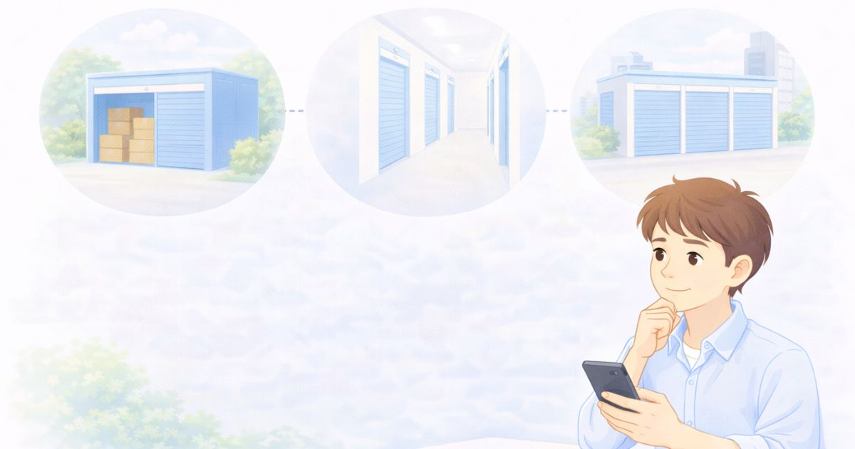 複数のトランクルームを比較して納得して選んでいるイメージ