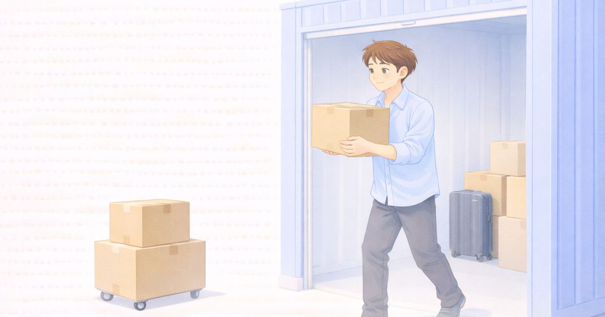 トランクルームに荷物を運び入れて利用開始している様子