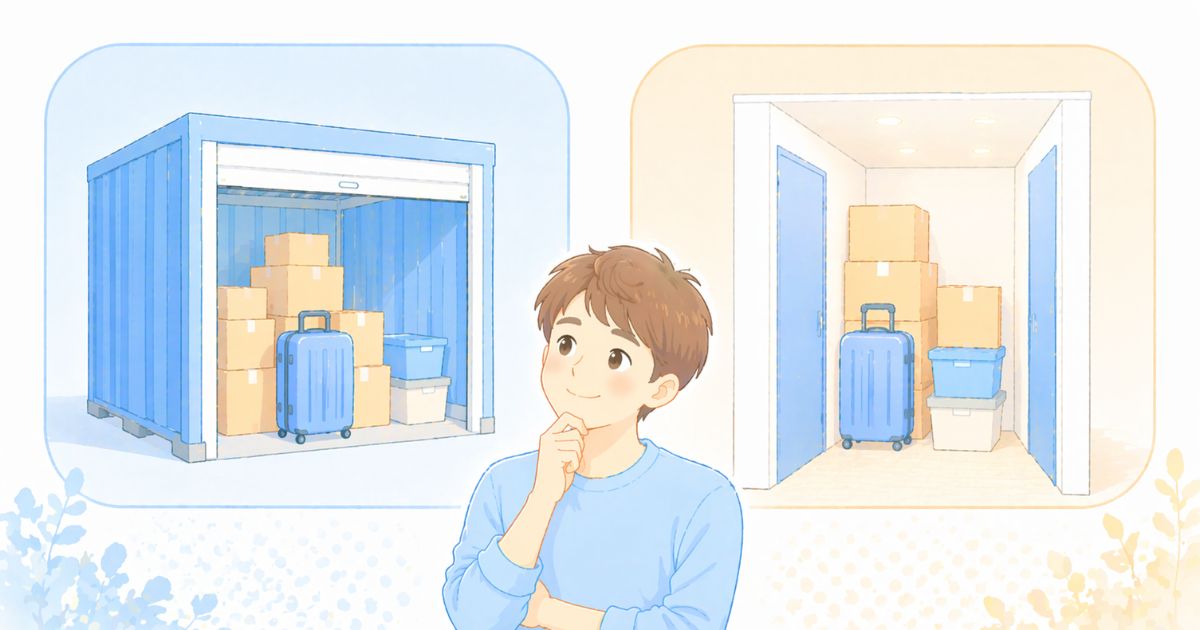 トランクルームの種類を比較して選んでいるイメージ