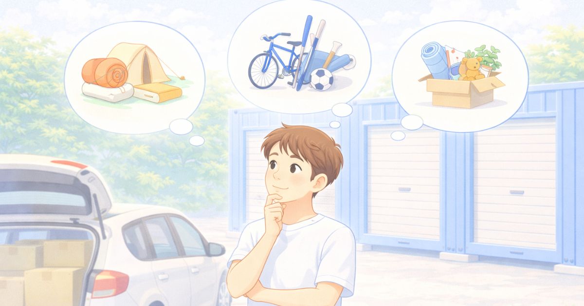 屋外型トランクルームの注意点を考えている様子