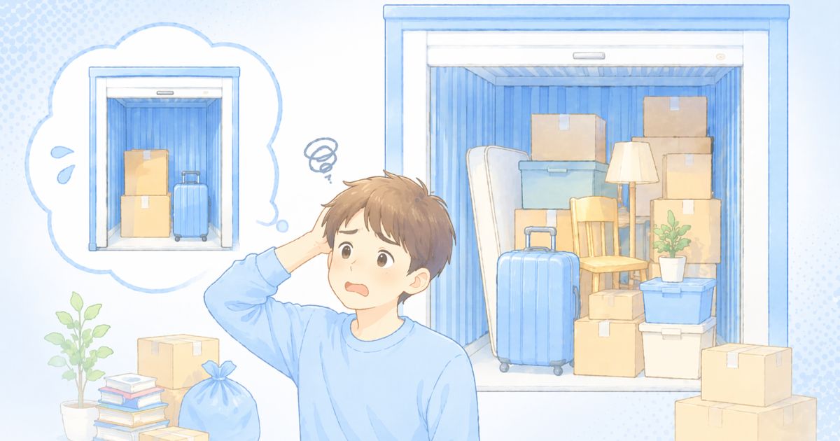 トランクルームのサイズ選びで失敗して困っているイメージ