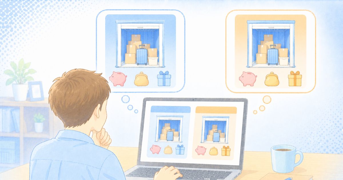 トランクルームの割引キャンペーン内容を比較しているイメージ