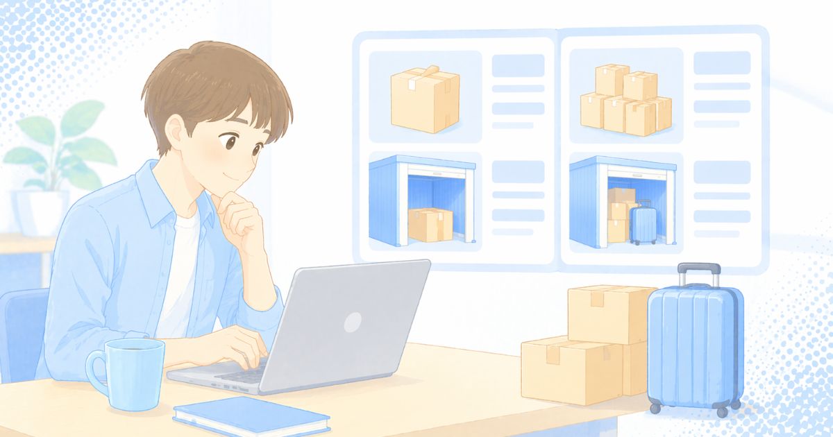 トランクルームのキャンペーンを確認する流れをチェックしているイメージ